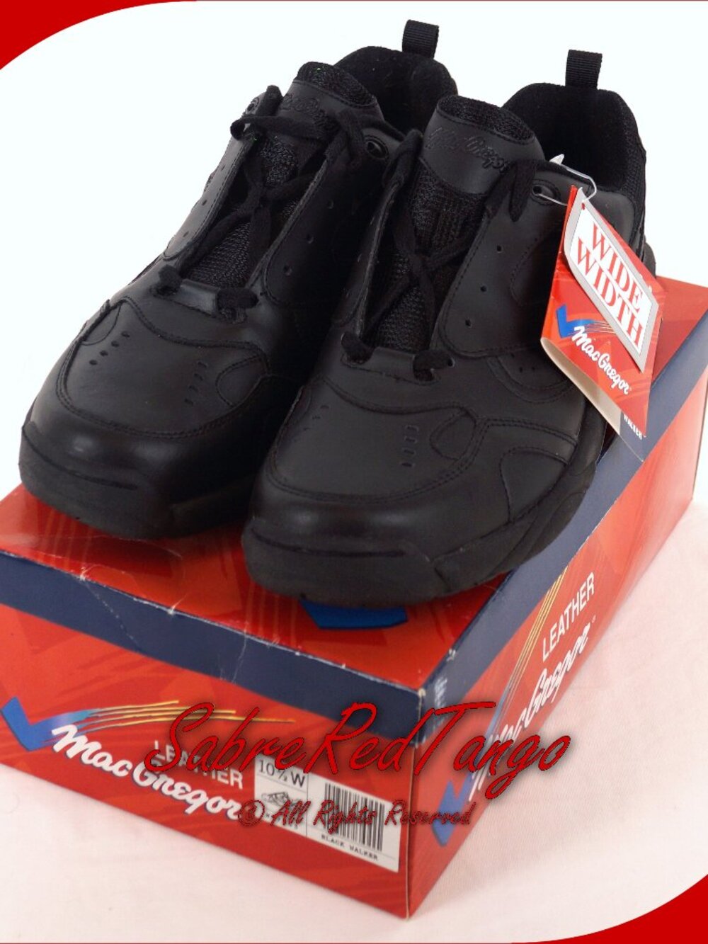 NEW NIB Macgregor Leather Black Walker Sneaker Shoes #17243 Mens Size 10.5 Wide